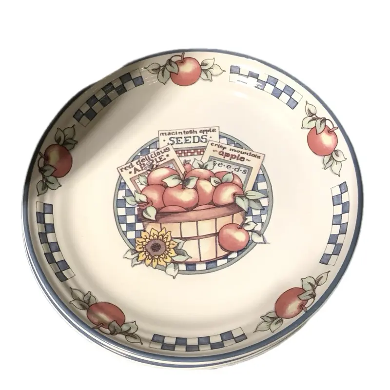 Vintage International Tableworks Set of 4 Appletime Stoneware Salad Plates