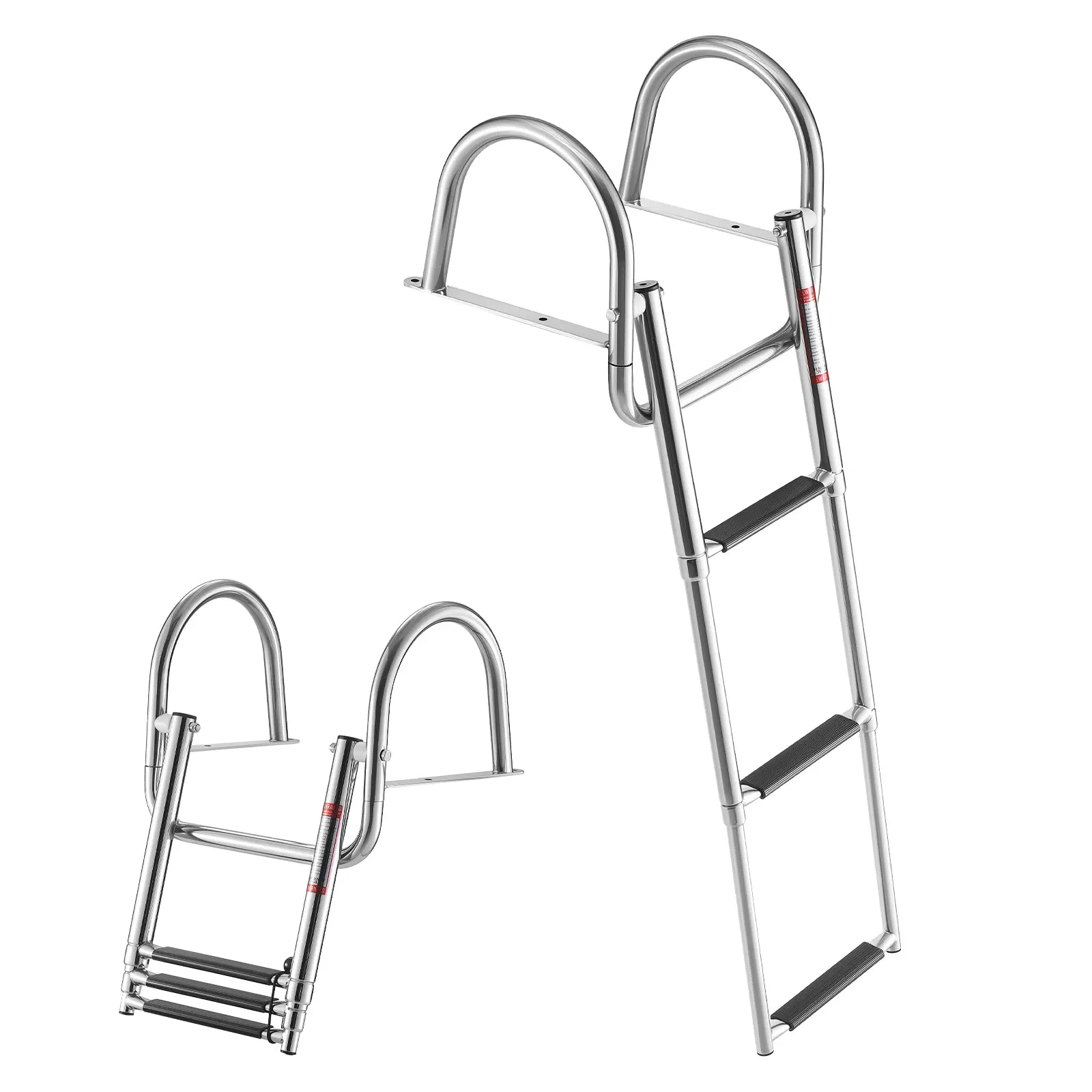 【summerfinds】VEVOR Marine Telescopic Foldable Boat Ladder, 3-Step Stainless Steel Folding Swim Deck Ladder, 600 lbs Capacity, Wide Anti-Slip Steps & Handrails, for Rear Entry Inboard, Yacht, Pontoon Boats, Marine Use, Fishing Boats, Adult