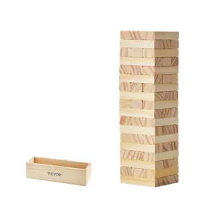【fathersdaygift】VEVOR Tumbling Timber Toy, 54 Blocks Tumble Tower Blocks Game, Pine Wood Tumbling Tower Game with Storage Crate, Multiple Ways to Play Wooden Stacking Game, Tumble Tower Family Game for Indoor/Outdoor