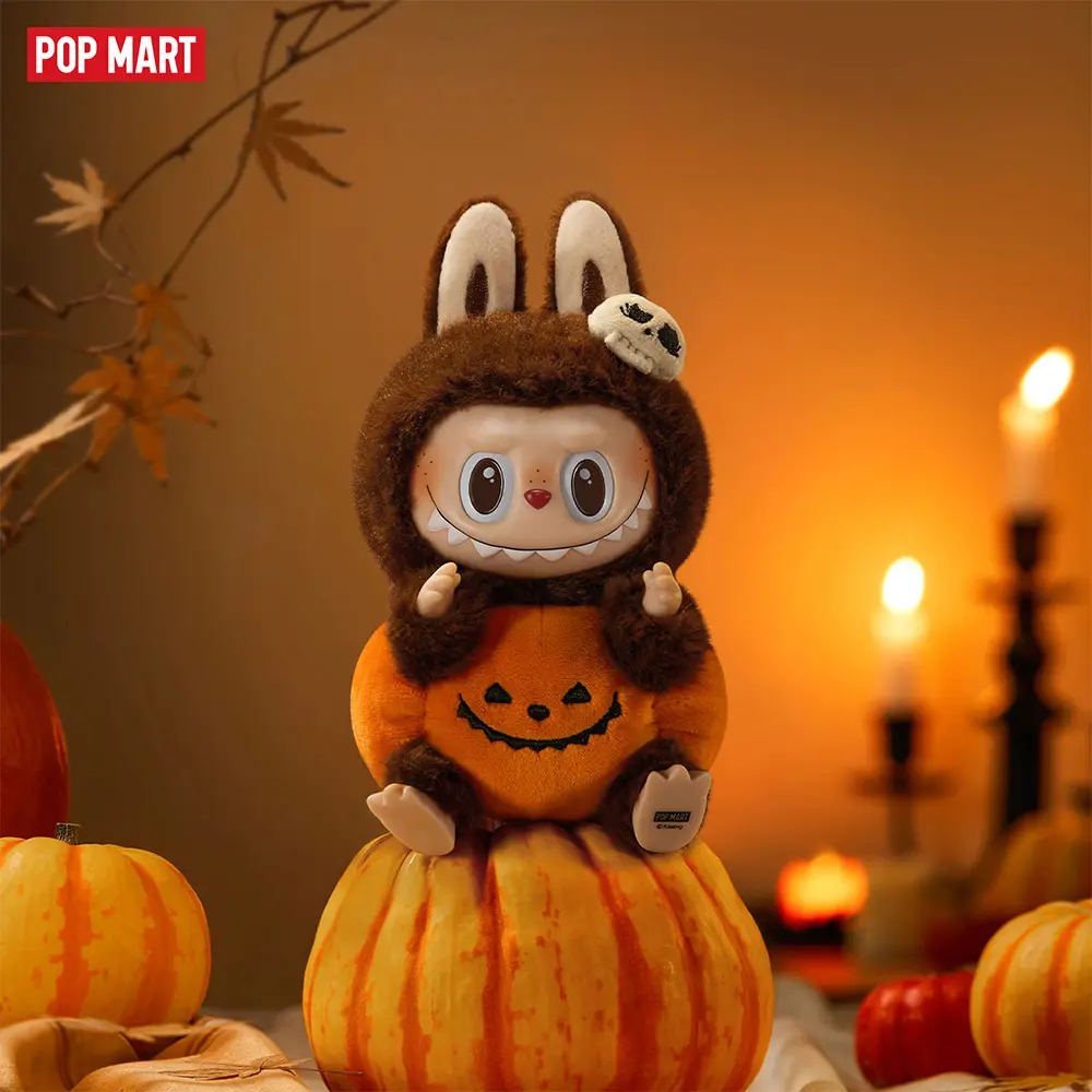 POP MART THE MONSTERS Happy Halloween Party Series-Sitting Pumpkin Vinyl Plush Pendant, Labubu Collectible Toys