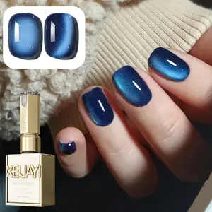 1PC 15ML Super Bright Starry Blue Cat Eye 06 Magnetic Gel Nail Polish, Alcohol-Free, Shimmering Luster, Salon Art Design for DIY