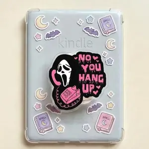 Magnetic Phone Grip No You Hang Up Magneticphonegrips – Pink Horror Ghost Romantic Humor, Girly Goth Kindleholder, Spooky Love Gift for Her