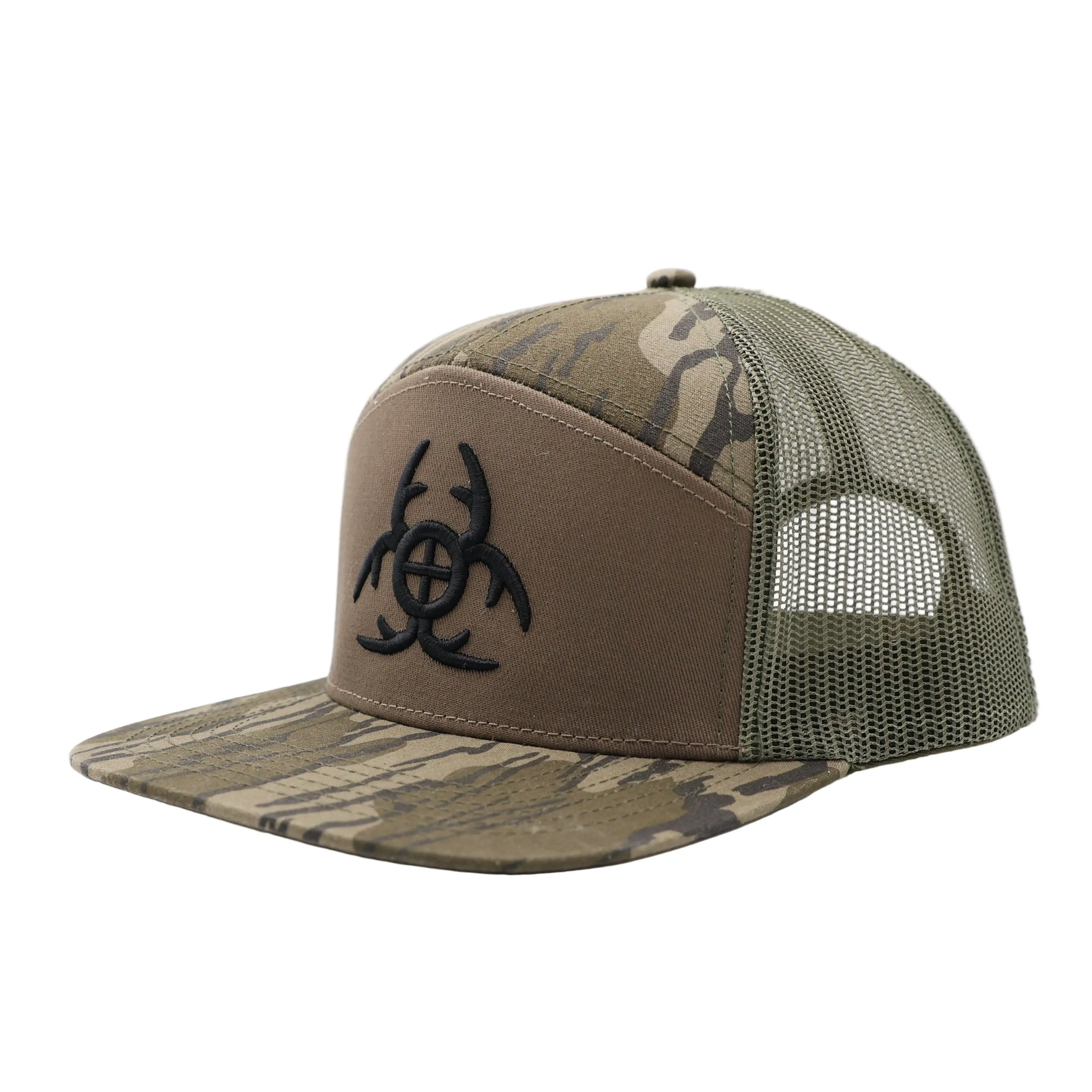 Boss Tom Lost Seven-Panel Bottomland Camo Hat Nukem Hunting Edition Iconic Camo Design Comfort Fit Lightweight Breathable for Hunters