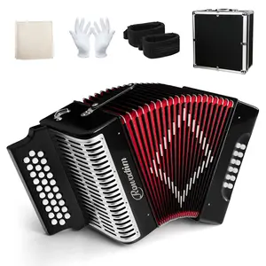 Accordion - 31 Key Diatonic, 12 Bass Buttons (G/C/F Tuning), Push-Pull Isochord Design, Beginner-Friendly Adult Set with Case, Gloves & Cleaning Wipes