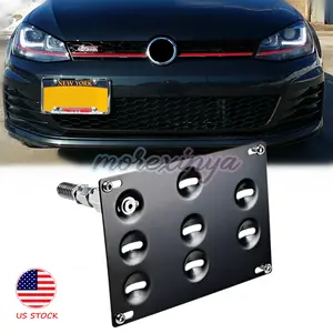 No Drill Front Tow Hook License Plate Mount Bracket for Volkswagen VW Golf GTI Jetta 05-10 Jetta Sportwagon 11-14 EOS Stainless Steel Relocator Holder