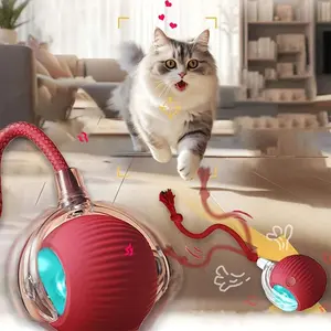 FuzzTik Cat Interactive Ball Toy, with Tail Automatic Rolling Ball, Rechargeable Smart Pet Interactive Toy, Cat Smart Ball dog  toys  fyi