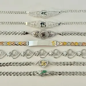 925 Silver Bracelet for 15 Years Girls - Quinceañera Gift, Rhodium Plated, Elegant Design, Versatile Style, Celebrating 15 Years Milestone