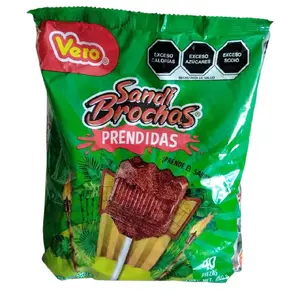 Vero Sandi Brochas Prendidas lollipop cover with chili 40-pc Mexican Candy Dulces Mexicanos