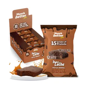 Munch Better High Protein Dulce de Leche Brownies (12 Pack) - 140 Calories - 15g Protein & 7g Carbs - 4g Sugar - Gluten-Free & No GMOs - US Made