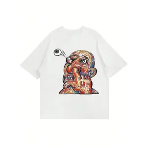 T - shirt with Surreal and Quirky Artwork of a Face with an Eyeball Popping Out