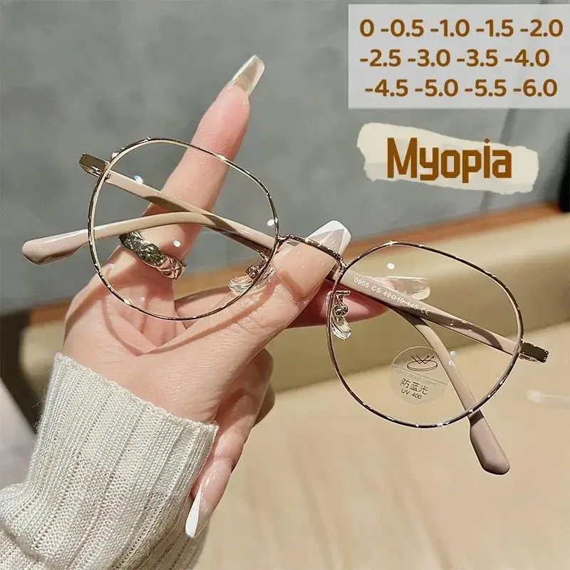 Luxury Myopia Glasses Classic Vintage Anti-blue Light Eyeglasses Women