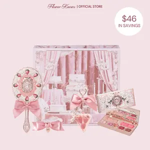 Flower Knows Berry Enchanted Garden Set - Strawberry Cupid Collection Eye Makeup Set, With Mirror, Hair Clip and Solid Perfume, Longlasting, High Pigment, Best Gift For Holiday