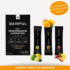 Gainful Hydration Packets, Decaffeinated with Key Electrolytes, Magnesium and Sodium, Energy Support, Low Sugar