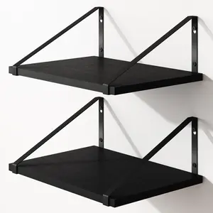 Floating Shelves for Wall, 16.5 X 12 X 0.6in Black Shelves for Bedroom, Large Wall Shelf for Living Room, Kitchen, Bathroom, Laundry Room and Decor Storage