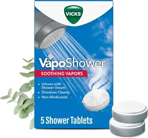 Vicks VapoShower, Shower Tablet, Shower Bomb, Aromatherapy Vapors, Eucaplytus & Menthol, Soothing Non-Medicated Vapor Steam, 5ct