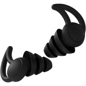2pcs Silicone Noise Cancelling Comfortable for Airplane Pressure Reduction Work Study Noise Blocking Black
