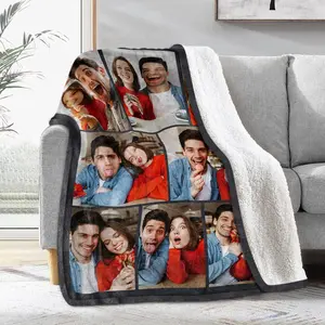 I Love You Couple Gifts Custom Sherpa Fleece Photo Blanket Birthday Gifts for Boyfriend Girlfriend Personalized Picture Blanket Soft Flannel Customized Blanket Christmas Couples Gifts