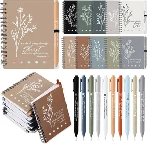 40 Pcs Bulk Bible Study Notebook with Pen Aesthetic Journal, Prayer Notepad Christmas Gift (Boho Color)
