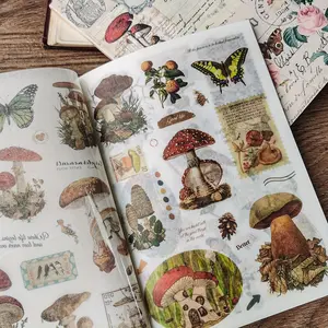 Vintage Flower & Plant-Themed Sticker Book, 20 Sheets Scrapbook & Journal-Making Material Paper, DIY Decorative Sticker Book for Scrapbooking & Journal Making, Scrapbook Materials, Diary Sticker