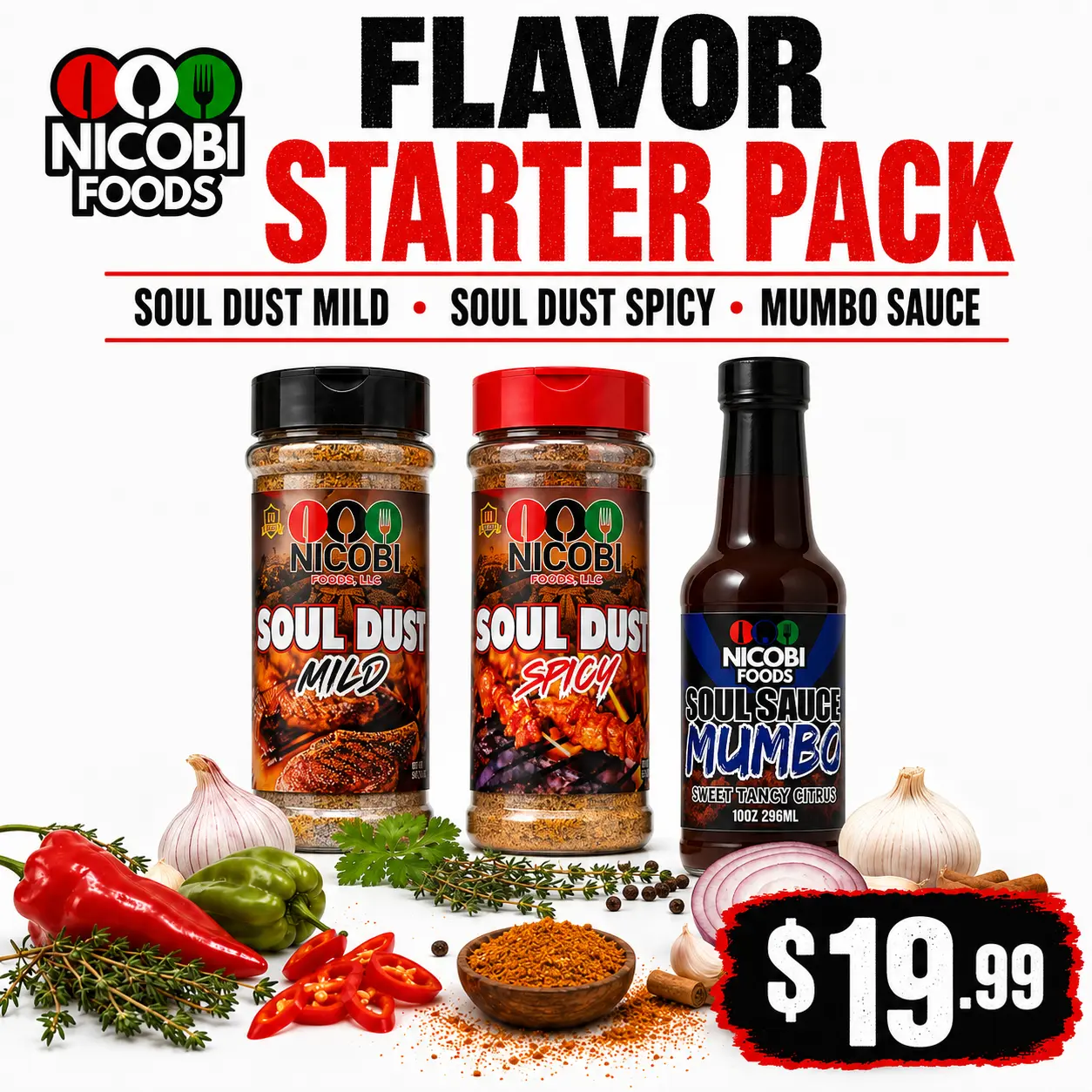 Nicobi Foods Soul Sauce Combo Pack — Mumbo & Jerk