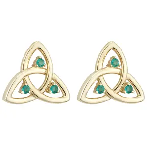 Solvar Emerald Accent Trinity Knot Stud Earrings, 14K