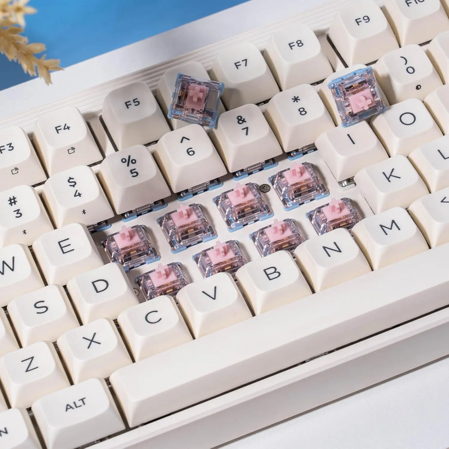 GATERON Melodic Tactile POM Stem Mechanical Keyboard Switches - Clicky Type, SMD LED, 5-Pin, Factory Pre-Lubed, 60gf Force, Durable, Compatible with MX Keyboards (35PCS)