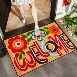 Welcome Door Mat, Colorful Printed Non-slip Entrance Doormat, Outdoor Door Mat, Yard Floor Mat, Door Mat, Suitable for Kitchen, Restaurant, Corridor, Bathroom, Bedroom, Gathering, Party, New Year