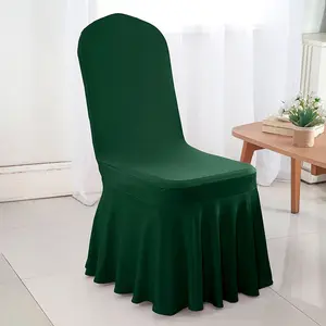 Premium Spandex (220 GSM) Banquet Skirt Chair Cover  - Hunter Green/Holly Green (1pc)