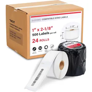 Compatible for Dymo 30336 Labels (1" x 2-1/8") - 24 Rolls | 12,000 Labels for Dymo LabelWriter 450 Turbo Printer and 4XL - Blank White Direct Thermal Address, Shipping and Barcode Labels