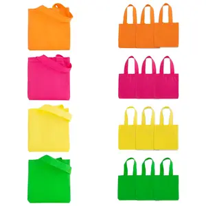 6" x 6" Mini Nonwoven Neon Tote Bags - 12 Pc.