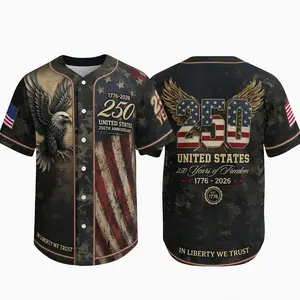 America 250th Anniversary Shirt for Men, Patriotic US Pride Jersey Style Button Down, 1776-2026 Celebration Gift, Mens Jersey Style