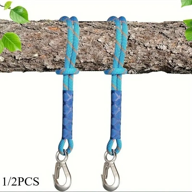 Nylon Rope with Metal Hooks, Secure Attachment, Wear-Resistant, Lightweight Design Hanging Rope for Swings, Hammocks, Patio Chairs, Garden, Camping, Versatile Use, Durable Outdoor Gear