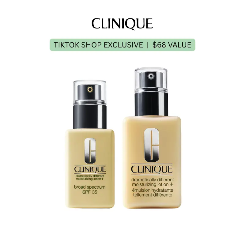 [Clinique] Dramatically Different Moisturizing Lotion+ AM & PM Bundle | Face Moisturizers for Dry to Dry Combination Skin | Hydration + SPF 35 Protection