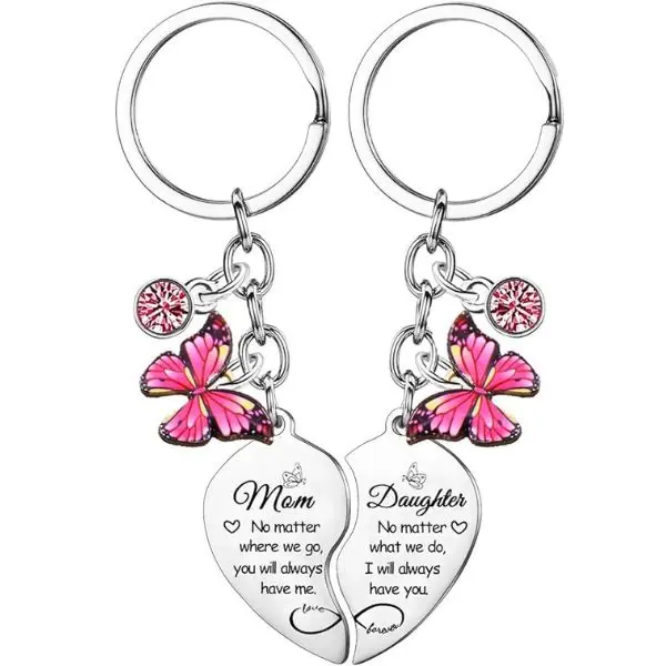 Summer Spring  Gift 2 Pcs Mom Daughter Matching Keychain Set Mom Daughter Present Mother's Day Gifts Christmas Birthday Gifts For Mother