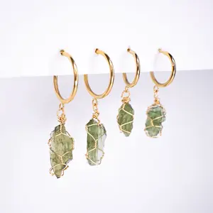 Moldavite earrings Sterling Silver or 14K Gold-Filled with Certificate of Authenticity from The Czech Republic, moldavite stud earrings, made to order birthday gift elegant all-match, hypoallergenic gold