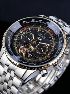 Men's High-End Automatic Mechanical Watch, Open Heart Tourbillon, Luminous Waterproof, Stainless Steel Strap, Business Casual Sport Watch