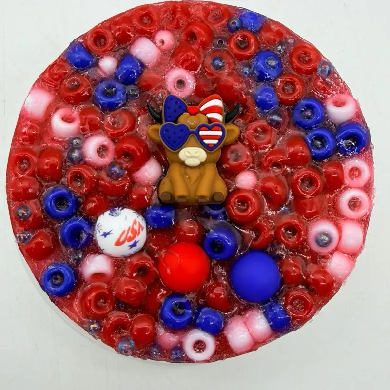 The Wiley Merchant "Happy 250th" 8 oz Chonker Reusable Stress Relief Fidget Toy - 35x+ Use, Adorable Cow Focal Beads, Anxiety Relief Product, Decompression Squeeze, Calming Touch, Keychain or Pen Option 35x reusable