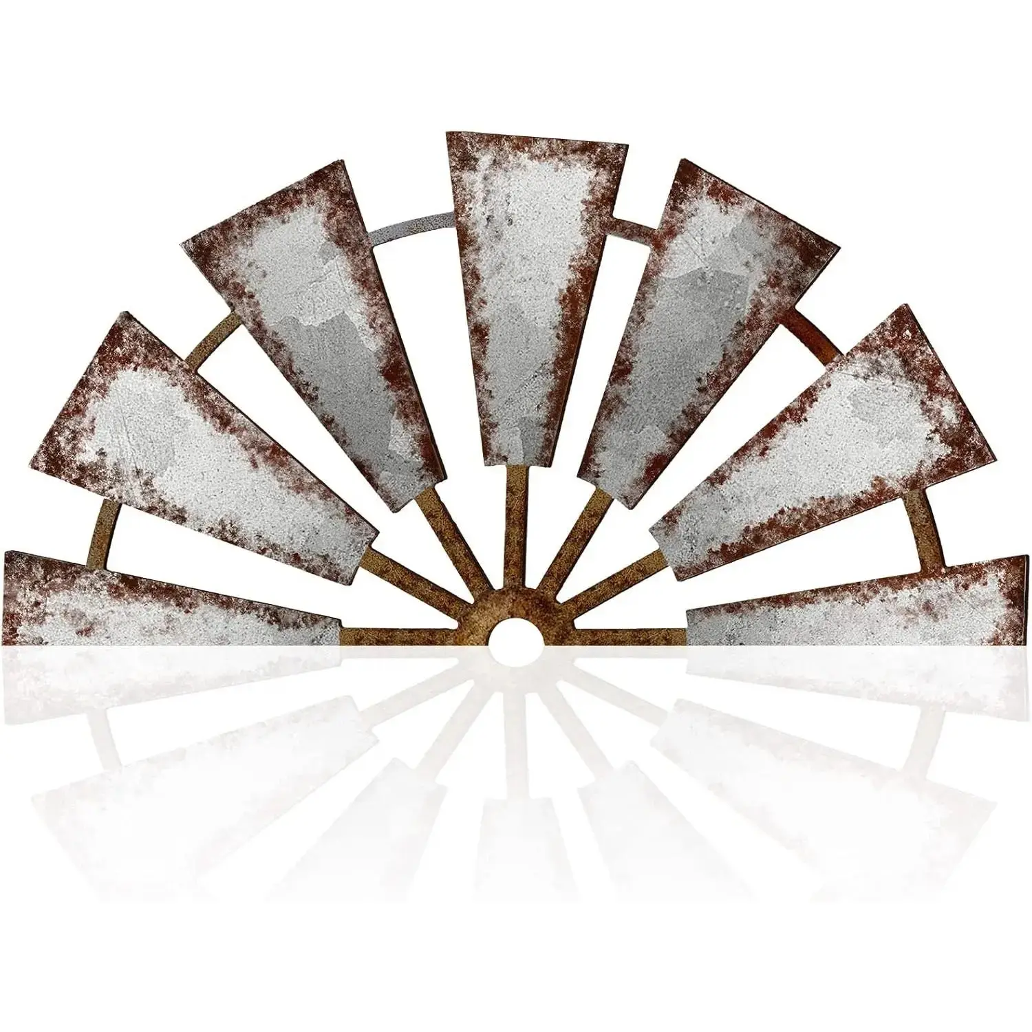 Rustic Semicircle Wood Windmill Wall Decor - Hangable Decorative Ornament, Farmhouse Hanging Room Accessories for Living Room, 11.4x5.5in Home Supplies Display Sculpture
