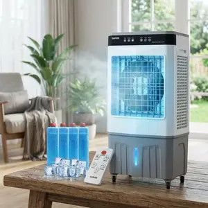 3500 CFM Portable Evaporative Air Cooler, 8.4 gal Water Tank, 3 Speeds, 120° Oscillation, 12H Timer, Touch & Remote Control, 4 Ice Packs for Patio, Garage, Workshop