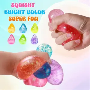 Fidget Toys Stress Ball 6pcs, Cube Squishies Anxiety Stress Relief, Ice Squishy Stress Cube-Drop Malt Sugar Balls, Sensory Toys for Kids with Autism, Fidgets for Classroom Prize Toys