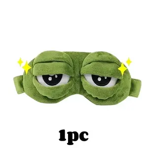 IMOLI 3D Frog Sleep Mask - 9cm Cotton-Plush Soft Cute 3D Shaping Cartoon Eyeshade, Hypoallergenic Adjustable Strap Portable Blindfold for Travel, Whimsical Accessories Adults Gifts