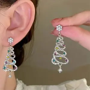 Christmas Tree Earrings - Women's Dangle Earrings XMas Tree Earrings Decorative Women's Christmas Gifts Girls Crystal