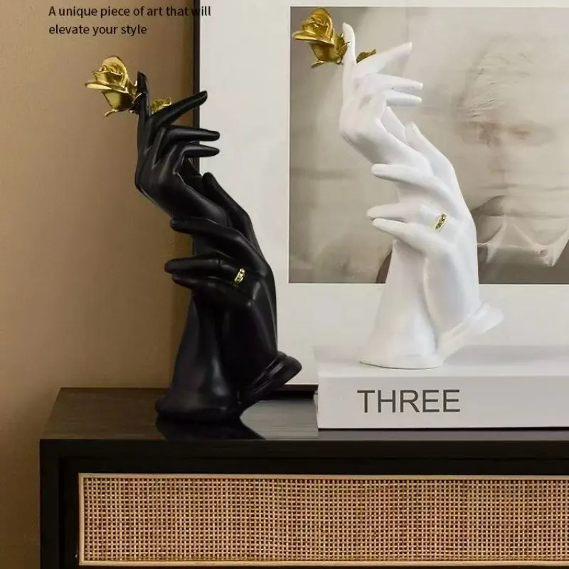 Elegant Butterfly Hand Art Sculpture, Modern Minimalist Lightweight Resin Figurine Statue Decor, Ornaments, Home Decor Ornament, Living Room TV Cabinet Tabletop Decoration Gift