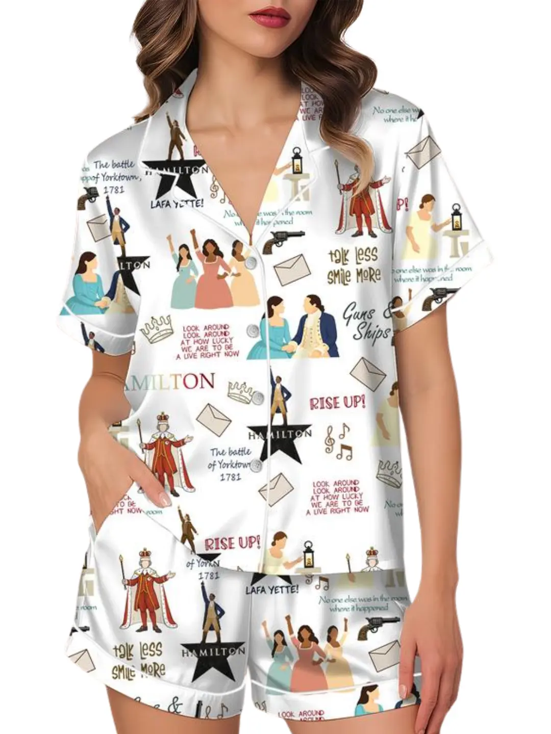 Hamilton Musical Short Satin Pajamas, Broadway Theater Pajamas, Musical Sleepwear, Alexander Hamilton Pajamas Set, Hamilton Fan Gift