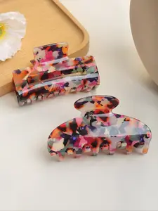 Elegant Vintage Colorful Hair Claw Clips Set, Square Half Round Design, Versatile Shark Clip Accessories for Updos & Styling