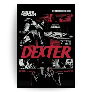 Dexter Morgan Bay Harbor Butcher Poster with Dark Comic Style Artwork for Serial Killer TV Show Fan Wall Art and Crime Series Décor