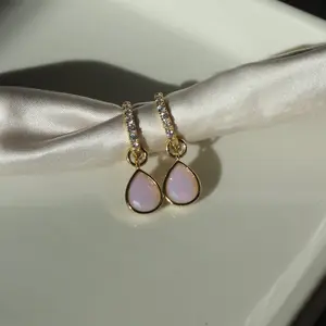 Cotton Candy Opal CZ Drop Hoops