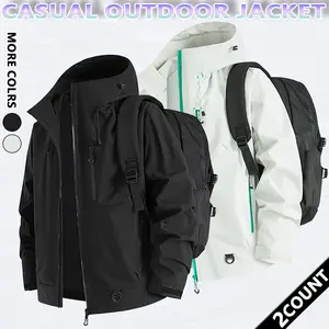 Autumn and Winter hooded casual men's Outdoor Jackets,  Windproof and wear-resistant color-blocked jacket, couples' style winter coat, outerwear top.