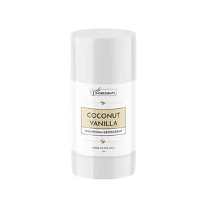 Just Ingredients Coconut Vanilla Deodorant 3 OZ | Organic Sweet Almond Oil | Magnesium Oxide | Non-Irritating pH Balanced | Body Care | Sensitive