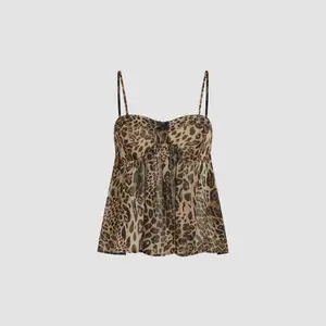 Cider Square Neck Leopard Bowknot Cami Top